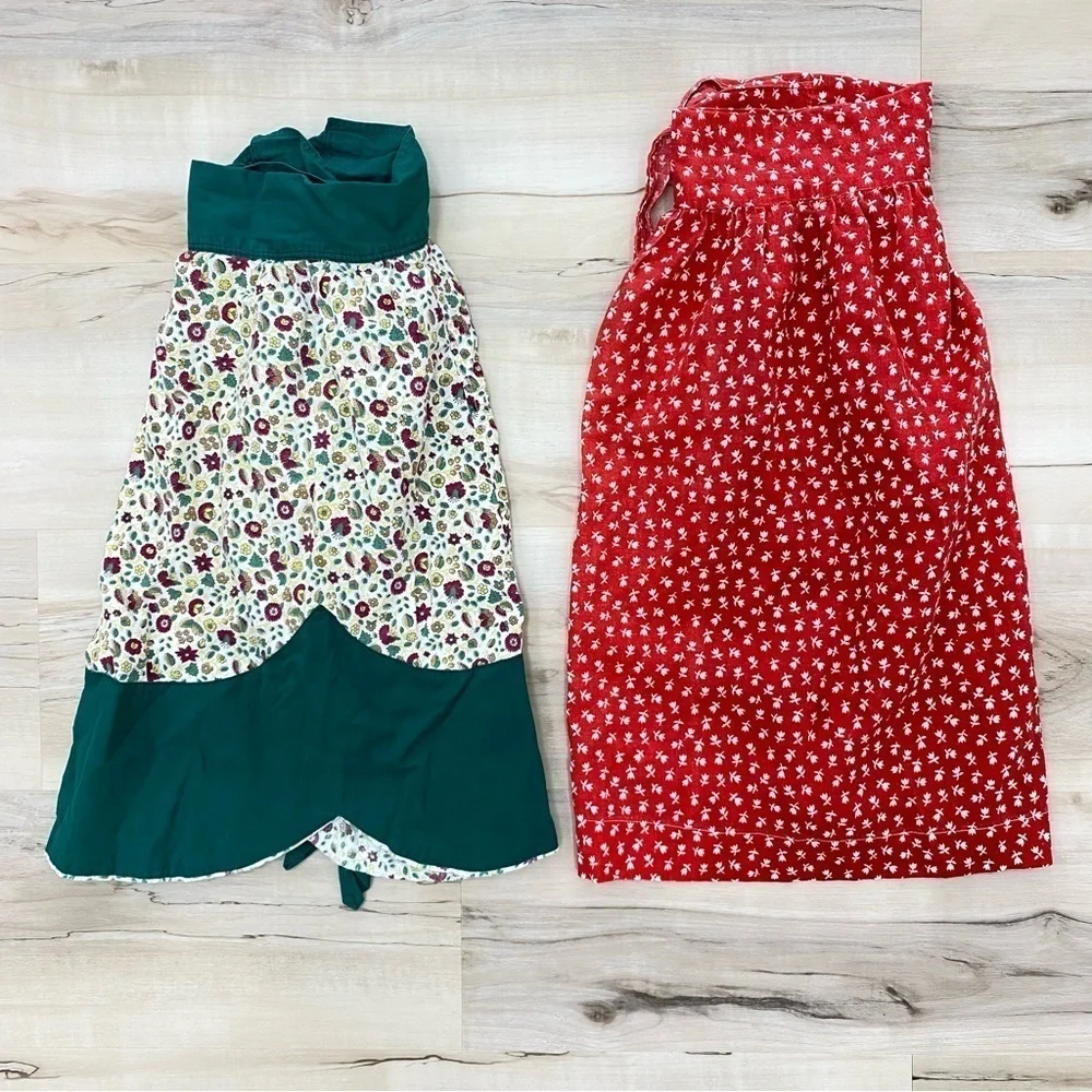 Vintage handmade waist aprons cottage homemakers homesteaders 2 total